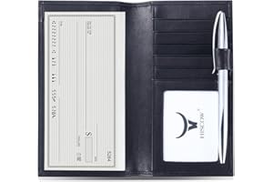 HISCOW Soft Leather Checkbook Cover & Card Holder with Divider - Italian Calfskin (Black)