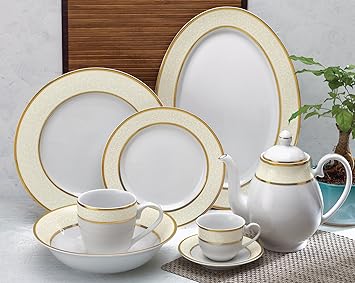 Alda Porcelain Luxury Gold Dinner Crockery Set -33 Pcs