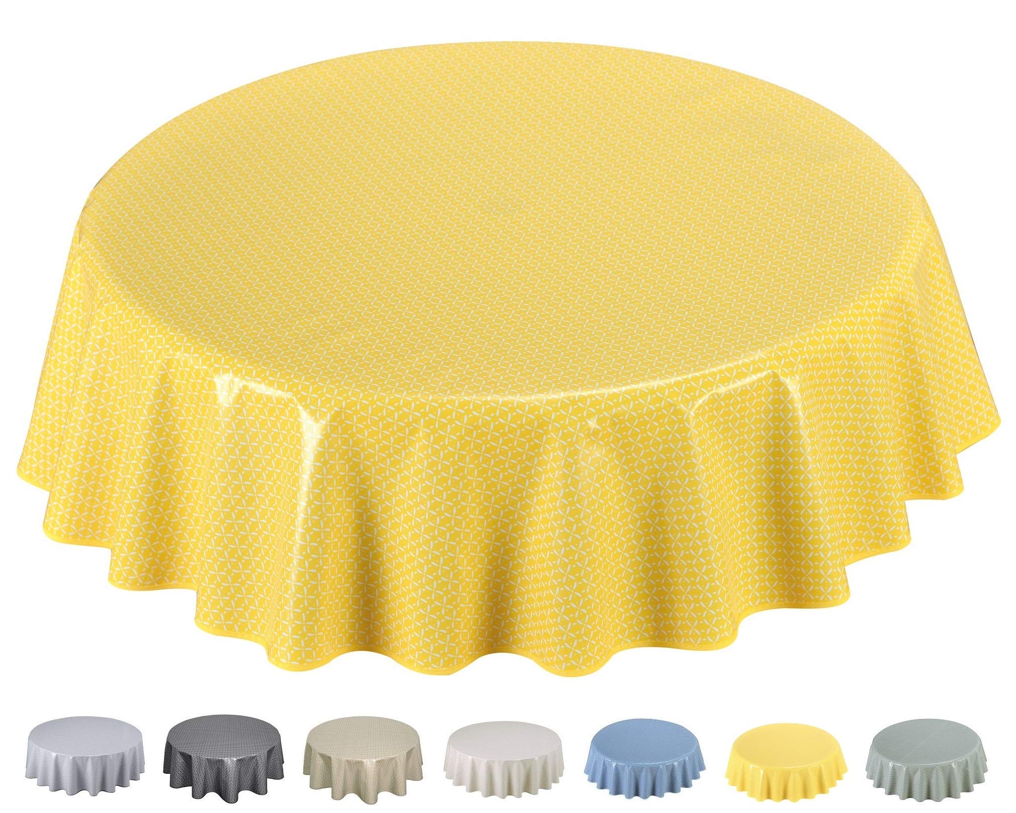 Home Direct Extra Wide Oilcloth PVC Wipe Clean Tablecloth (Round 160cm, Yellow)