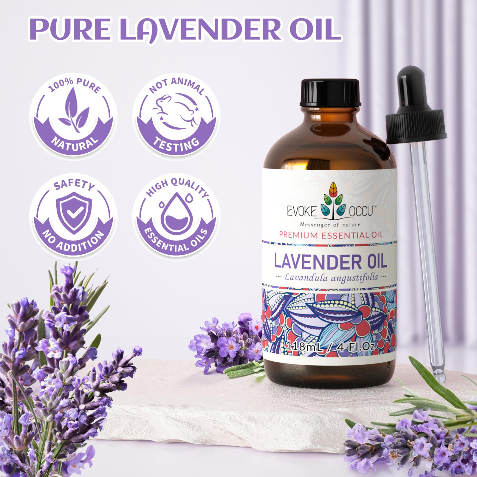 EVOKE OCCU Lavender Essential Oil for Sleeping Aid in The Bedroom, Relaxation in The Office & DIY Wool Dryer Balls - 4 Fl Oz - Image 7