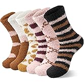 YSense 6 Pairs Womens Fuzzy Fluffy Socks Cozy Soft Warm Winter Fleece Sleep Comfy Crew Slipper Socks