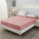 Tateufeu Bedding Twin Fitted Sheet,Deep Pocket,Soft Microfiber,Shrinkage and Fade Resistant,Easy Care,1 Fitted Sheet Only,Blush