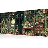 Cute Frog Kawaii Green Mouse Pad Desk Mat XL Extended Large Gaming Desk Pad Mousepad, Green Plant Computer Laptop Keyboard and Mouse Mat, Desktop Protector Mat for Office and Home 31.5x11.8 in