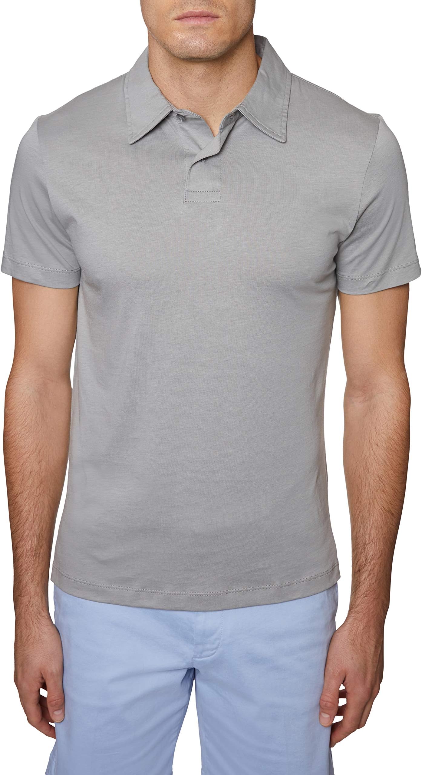 Hickey Freeman Silver Men's Regular Fit Short Sleeve Polo