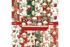 24 Sheets 6'' x 6'' Christmas Scrapbook Paper Cute Pattern One Sided Cardstock for DIY Card Making Decorative Paper (R2474)