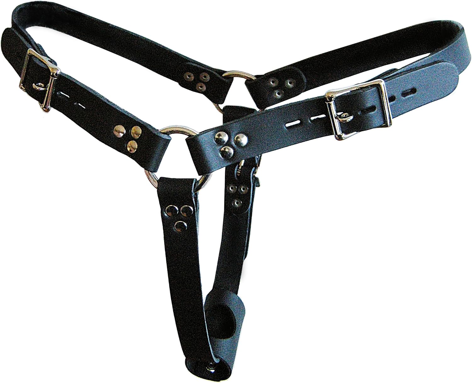 Locking Female Butt Plug Harness with Two Detachable Cuffs