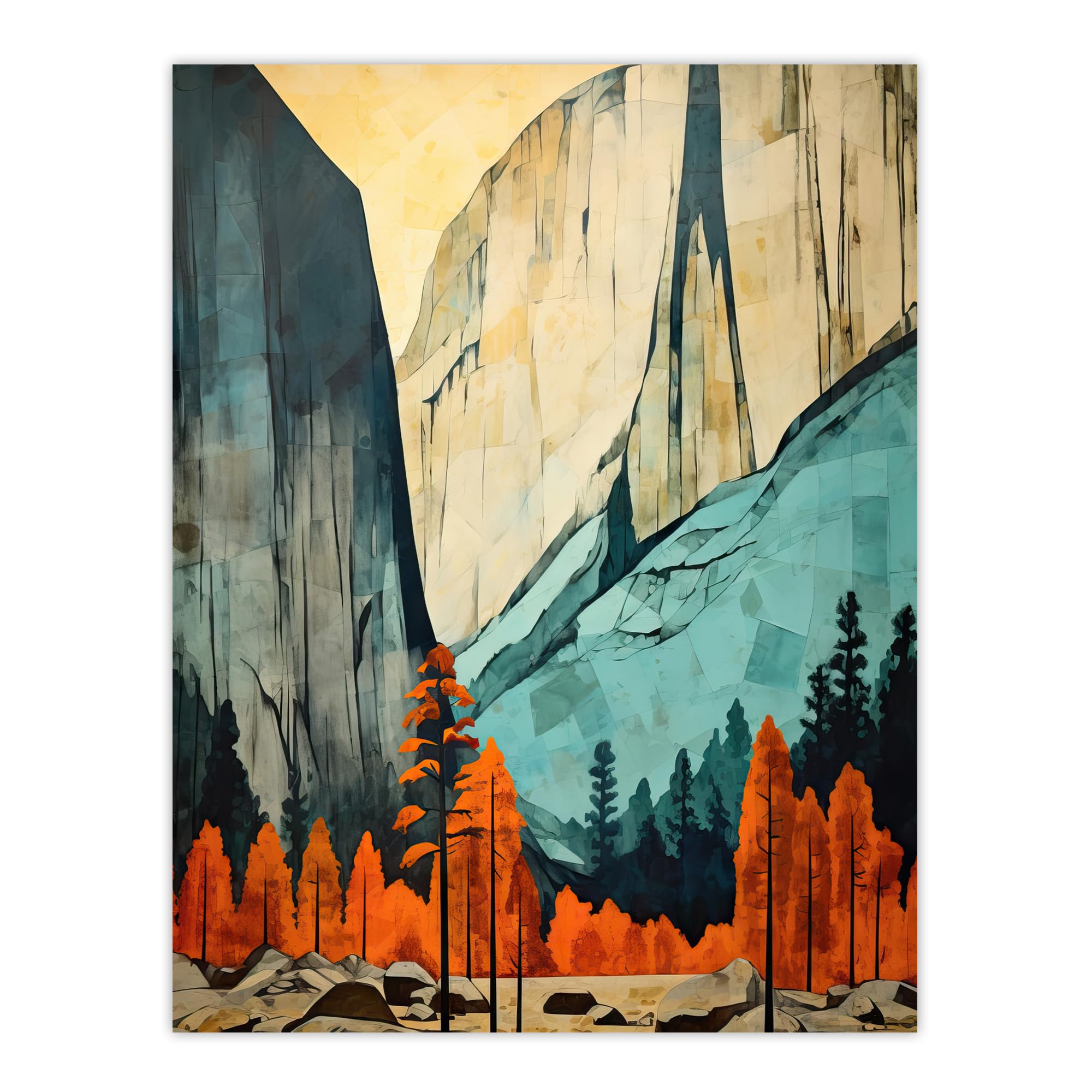 Artery8 Banff National Park Oil Painting Canadian Rockies Mountain Range In Autumn Extra Large XL Wall Art Poster Print