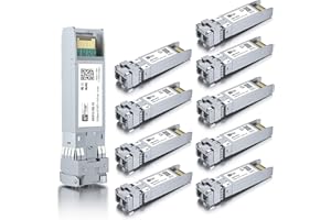 H!FIBER.COM 10 Pack 10G Single Mode SFP+ LC Module, 10GBase-LR Fiber Transceiver for Cisco SFP-10G-LR, Meraki MA-SFP-10GB-LR, Ubiquiti UniFi UF-SM-10G, Mikrotik, Netgear, D-Link and More (SMF,1310nm,10km,DDM)