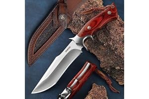 Omesio Fixed Blade Knife with Sheath, Survival Knife M390 Steel, Fulltang 60±1 HRC, EDC Fixed Blade hunting knife, Knives for