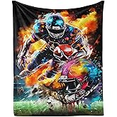 Football Throw Blanket - Soft Flannel Sports Football Blankets for Girls Boys Kids Football Lovers - Warm Rugby Throw Blankets for All Season Lap, Chair, Sofa - 50"x40"