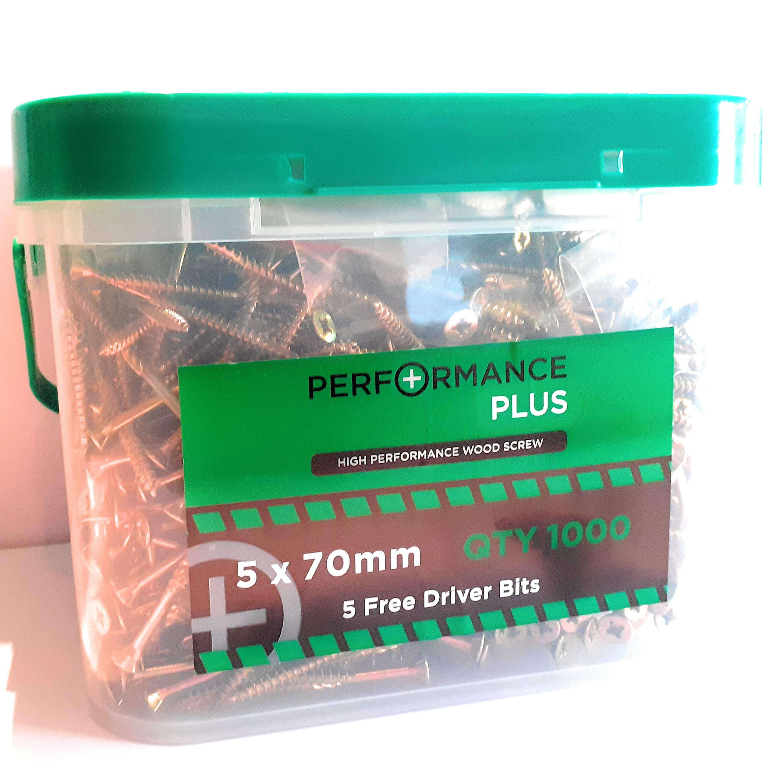 Wood Screws High Performance Plus 5 x 70mm Qty1000 5 Free Driver Bits