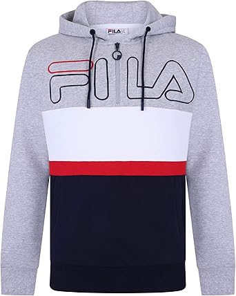Fila Herren Rumi Color Block 1/4 Kapuzenshirt mit Reißverschluss, Grau