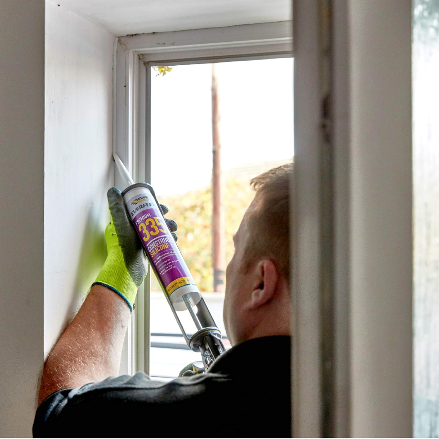 Everbuild Everflex 335 Premium Construction Silicone Sealant - Low Modulus Sealant - Quick Curing - Anti-Mould - Grey - 295ml - Image 5