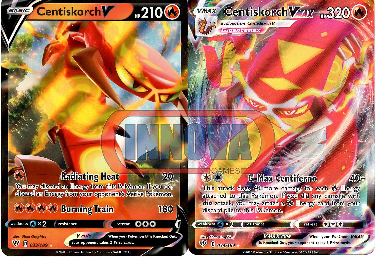 Amazon.com: Pokemon Vmax Set - Centiskorch 33/189 V & Centiskorch Vmax