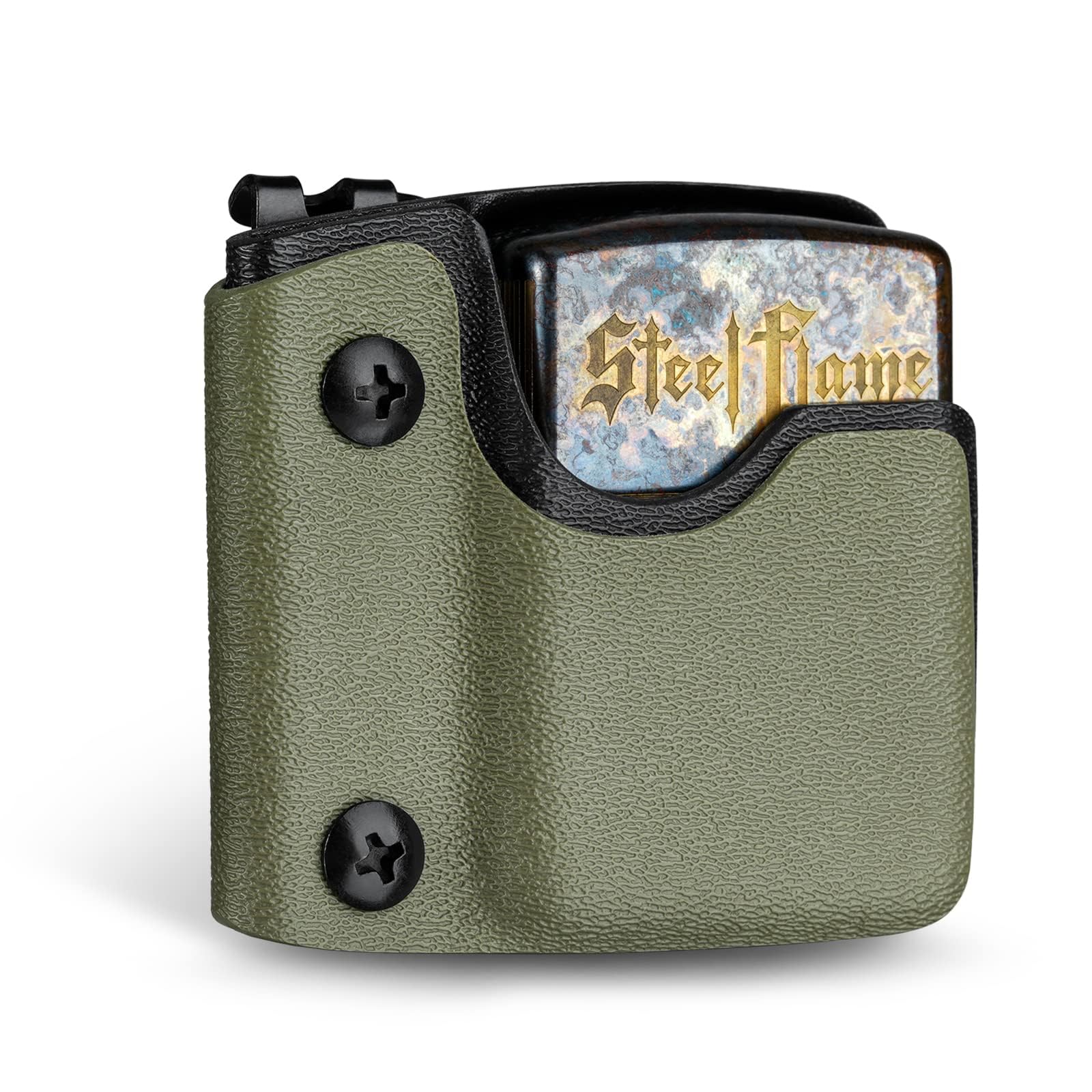 TACTICAL_GEEK TX2 Lighter Pouch for Zippo, Portable Lighter Holder with Z-Clip Belt Clip, Anti-Scratch Protective Storage Case for Daily Carry, Green