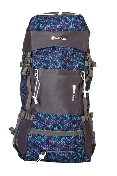Impulse Climate Proof Mountain Rucksack/Hiking/Trekking/Camping Bag/Backpack 65 ltrs Rucksack with Rain Cover Foliage B (Blue)