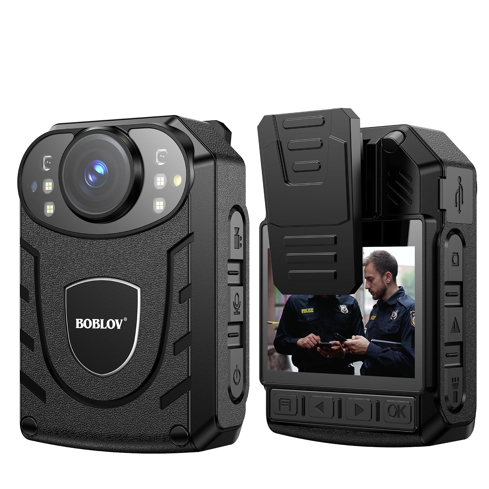 BOBLOV KJ21 Body Camera, 1296P Body Wearable Camera Support Memory Expand Max 256G, 8-10Hours Recording Police Body Cam Lightweight and Portable Easy to Operate Clear NightVision (KJ21 Only)