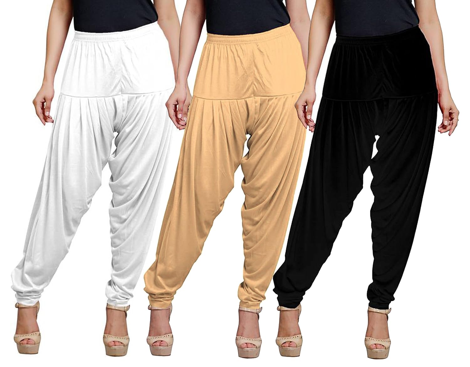 eazy trendz women's viscose lycra solid patiala pack of 3-skin_black_white