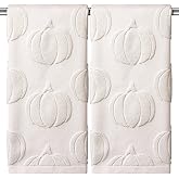 Czlotyh 2 Pcs Fall Hand Towels Pumpkin Beige Jacquard Fall Bathroom Decor | Autumn Hand Towels 13.8 x 29.5 Inches Bathroom Absorbent Towel for Thanksgiving Kitchen Home Decor