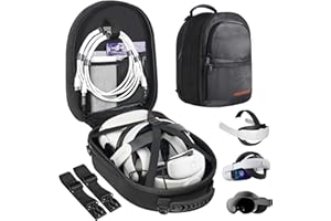 GAGITERVR Carrying Case for Oculus Meta Quest 2/Quest Pro and Accessories, Expandable Capacity Generic Compatible with Kiwi Design/BOBOVR All Elite Strap with Battery, Travel Storage Backpack