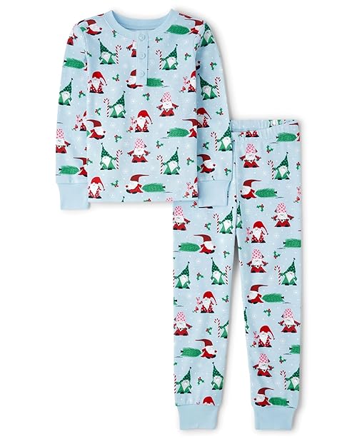 Gymboree,Toddler Christmas Cotton 2-Piece Pajama Sets, Big Kid, Toddler, Baby Gymmie,Sky Blue Santa,6
