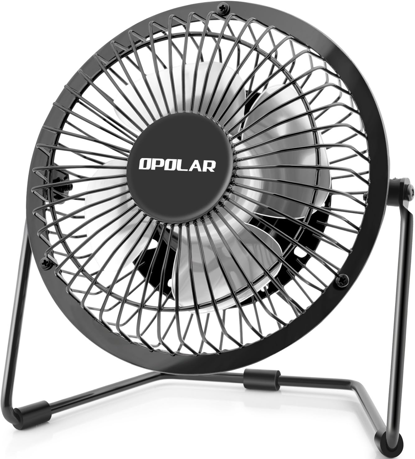 OPOLAR 4 Inch USB Desk Personal Fan with 2 Setting, Metal Design, Quiet Operation, 360 Rotation, Portable Mini Table Fan, Perfect for Home, Office, Desktop