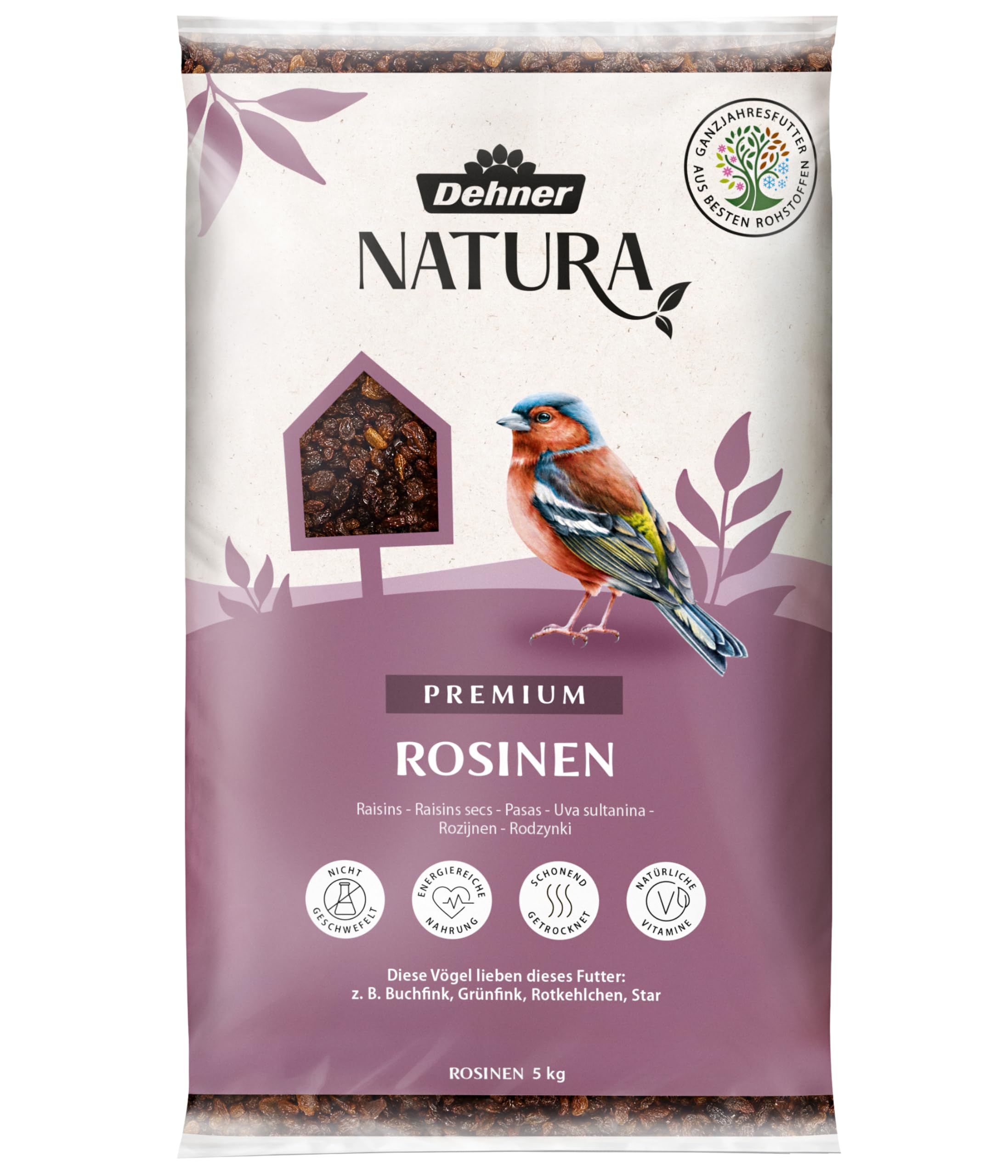 Dehner Natura Wild Bird Feed, Raisins, 5 kg