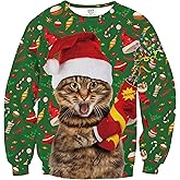 Arvilhill Unisex Funny Sweatshirt 3D Graphic Long Sleeve Christmas Animal Pullover (S-3XL)