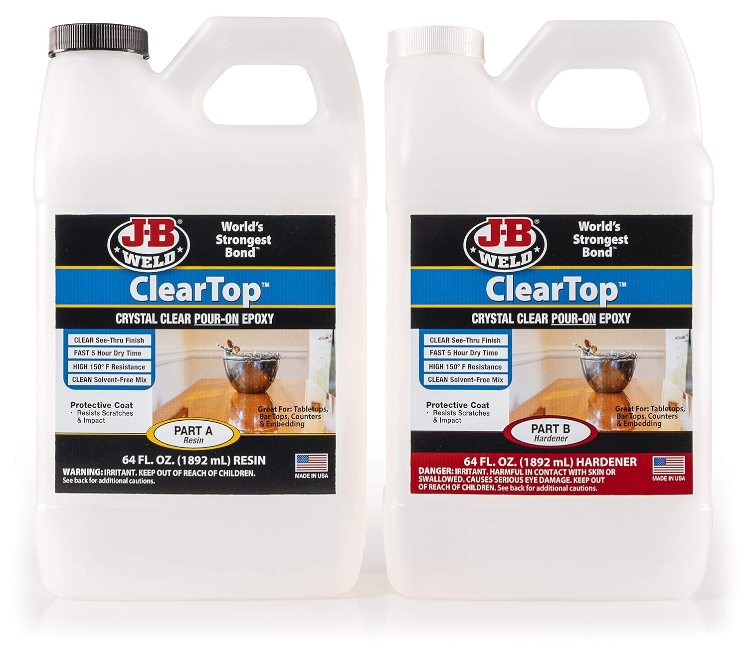 J-B Weld 41128 ClearTop Pour-On Epoxy 1 Gallon Kit: Industrial & Scientific