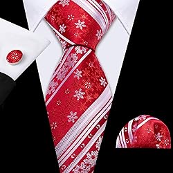 Barry.Wang Mens Christmas Tie Set Red White
