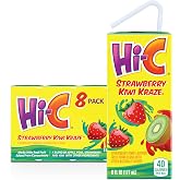 HI-C Strawberry Kiwi Kraze 6oz 8pk | 40 Calories, 100% daily supply of vitamin C, made with real fruit juices from concentrate