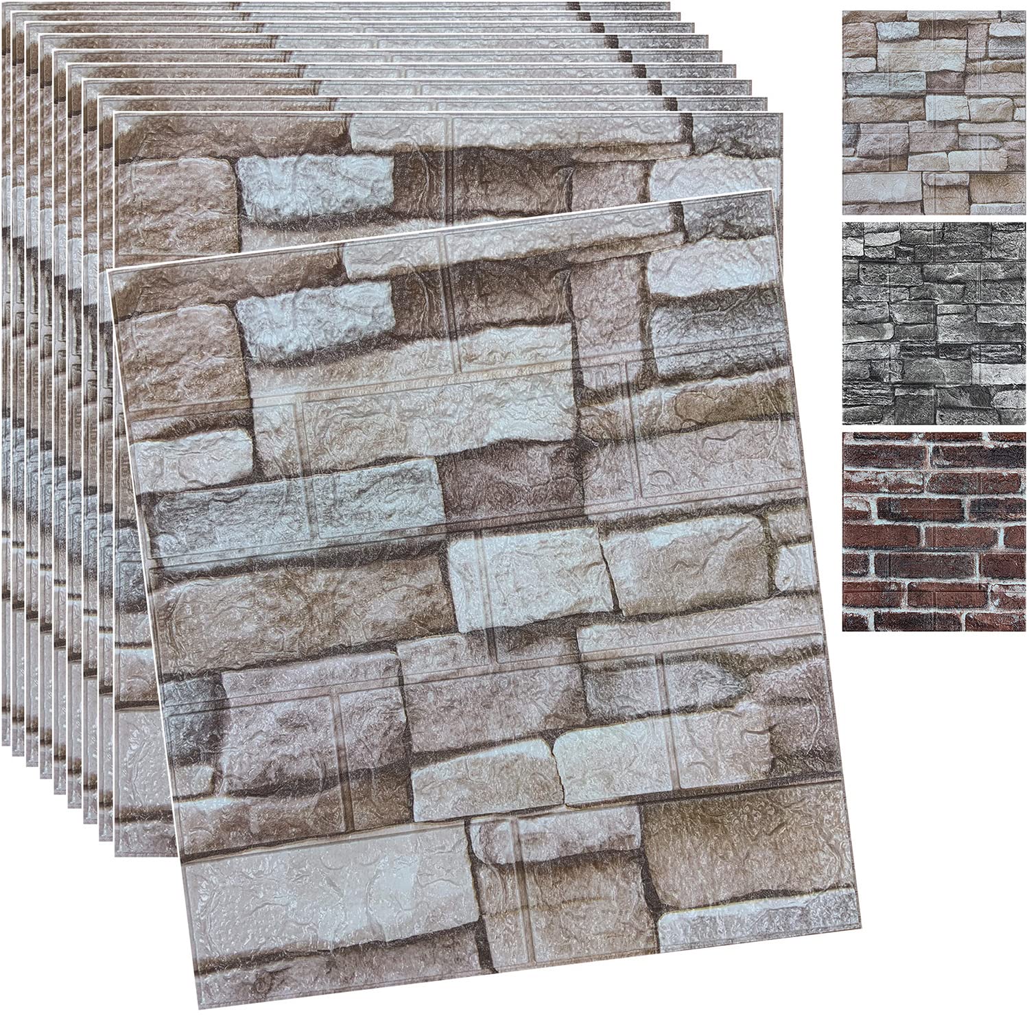 Photo 1 of 20PCS 3D Wall Panels Peel and Stick 3D Brick Wallpaper Peel and Stick Faux Stone Wall Panel Foam Brick Self-Adhesive Wallpaper(Rock,20pcs)
