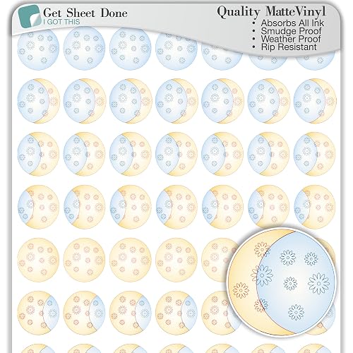 Moon Phases Lunar Cycle Planner Stickers/54 Fun Vinyl Stickers (1/2 ...