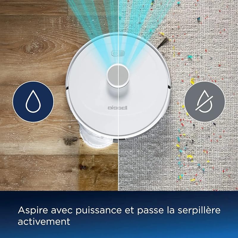 SpinWave R5 - Aspirateur Robot avec Serpilliére - Navigation avec LIDAR - Détection de Tapis et Moquettes - Aspiration Puissante - Aspirateur sans Fil - 61 DB - Blanche - 3475N