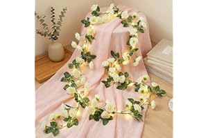 Fohil Artificial Rose Flower Vine String Lights 40 LED, 5.9ft Flowers Garland with Fairy Lights Battery Operated, Indoor Ligh