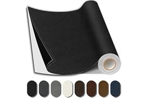 Shagoom Suede Repair Patch, 17X79 Inch Fabric Large Repair Tape, Self-Adhesive Fabric Patches for Furniture, Sofa, Car Interior, Shoes, Hand Bag, Clothing (Black, 17X79 Inch)