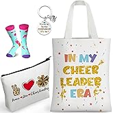 Breathffy 104 Pcs Cheerleader Gifts Set Cheerleading Lovers Gift Including Socks, Stickers Canvas Tote Bag Makeup Bag Bulk Accessories for Women Teammate Team Sports Fans Birthday Christmas Presents