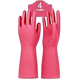 PACIFIC PPE 4 Pairs Nitrile Dishwashing Gloves , Kitchen, Cleaning, Unlined, Rose Red, Small