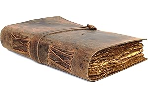 CREATIVE LEATHER ART Vintage Leather Journal, Handmade Deckle Edge Paper Journal, Leather Sketch Book, Leather Notebook, Leather Journal for Women, Leather Journal for Men (10 x 7 Inch, Vintage Brown)