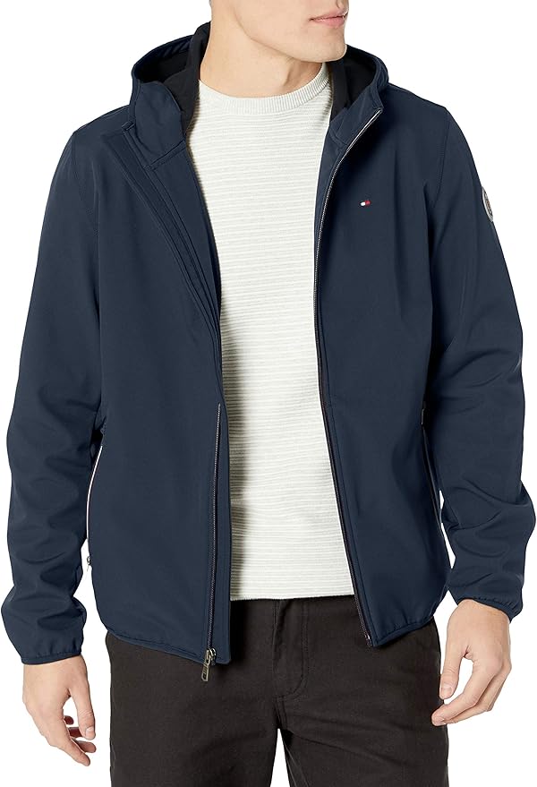 Tommy Hilfiger Herren Hooded Performance Soft Shell Jacket Übergangsjacke, Midnight, XKlein