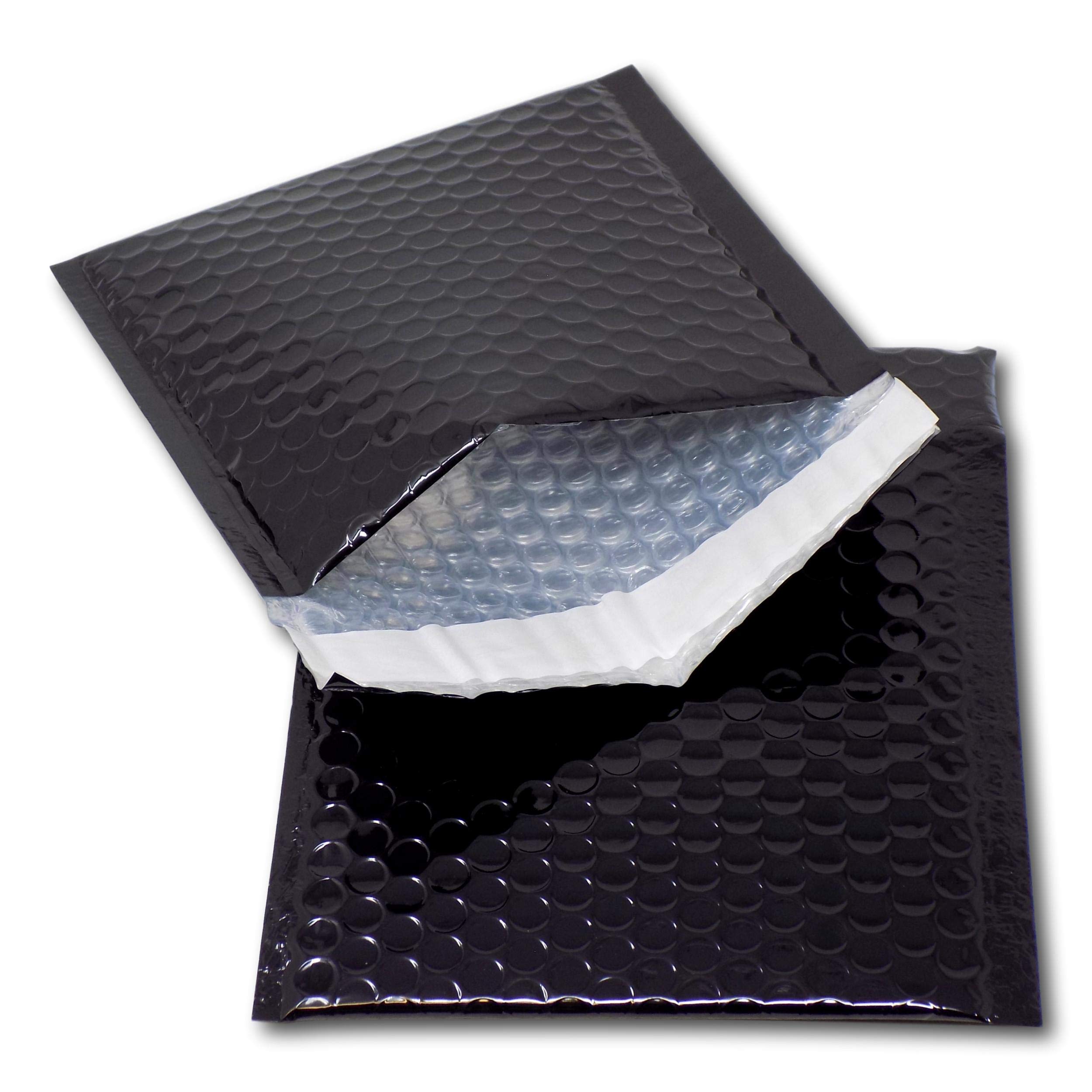 EPOSGEAR 10 C6+ Black Shiny Metallic Foil Bubble Padded Bag Mailing Envelopes - Perfect for Marketing, Promotions or and Alternative to Gift wrap (CD - 165mm x 165mm)
