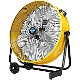 Tornado 24" Metal Drum Fan - High Velocity, 7700 CFM, 3-Speed, Heavy Duty for Industrial &amp; Commercial Use, 1/3 HP Motor, 8 FT Cord, ETL Listed