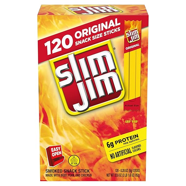 SLIM JIM SNACK-SIZED SMOKED MEAT STICK, ORIGINAL FLAVOR,...