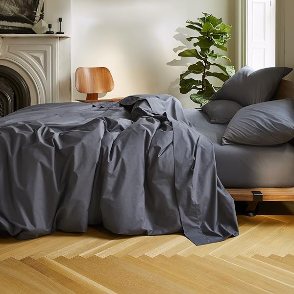 Brooklinen Luxe 掛け布団カバー キング カリフォルニアキングサイズベッド用 ソリッドホワイト (エクストラロングコーナータイと