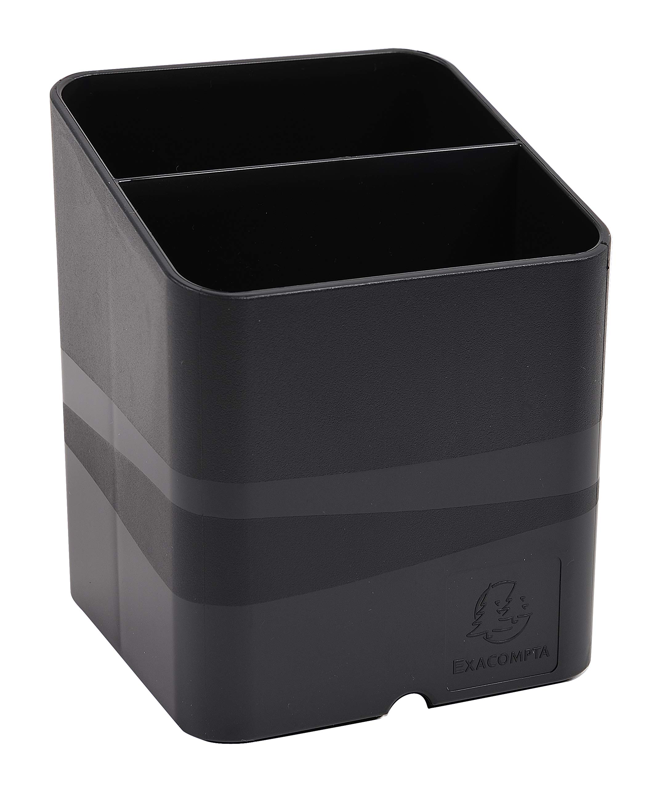Exacompta - Ref 677014D_PAQ - ECOBlack Pen-Cube Pen Pot - 74 x 74 x 93mm in Size, 2 Sections - Suitable for Organising Pens, Pencils and Accessories - Black (Pack of 10)