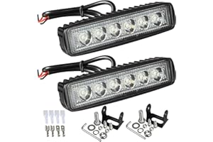 Partsam 2pcs 6" LED Light Bar 36W 6500K Super Bright Flood LED Work Light Pods Single Row Off Road Led Light Driving Light Fo
