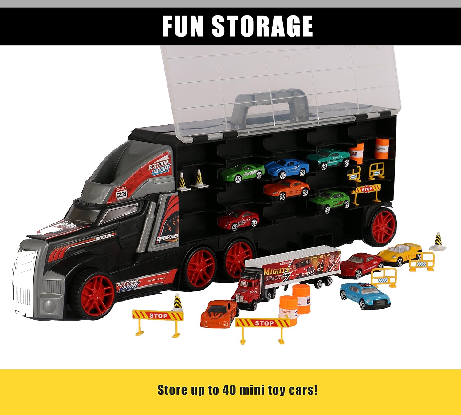 toy semi truck car storage