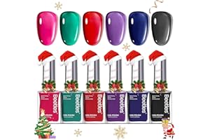 BEETLES GEL POLISH Beetles Christmas Nail Polish Set, 6 Colors Quick Dry Jelly Nail Polish Kit, Winter & Fall Sheer Jelly Syrup Nails Enchanted Night Gifts for Women Salon DIY Manicure Kit