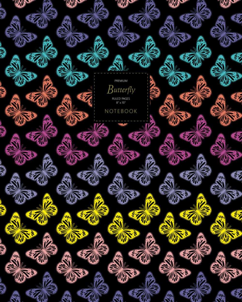 Butterfly Notebook - Ruled Pages - 8x10 - Premium: (Chalk Board Edition) Fun notebook 192 ruled/lined pages (8x10 inches / 20.3x25.4 cm / Large Jotter)