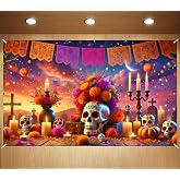 FARMNALL Day of The Dead Backdrop Dia De Los Muertos Decoration for Home | Packing List:1 Pc Photo Backdrop;Size:43 X 72 Inch; Material: Polyester;Perfect for Your House,Office,Classroom Wall